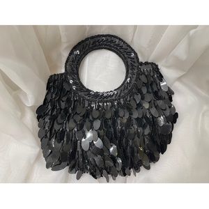 🌹SOLD🌹Vintage Black Sequin/Beaded Handbag Satin Lined